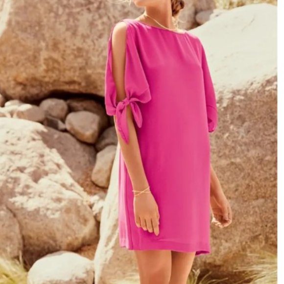 Vince Camuto Dresses & Skirts - Vince Camuto Pink Tie Sleeve Dress_Size 14